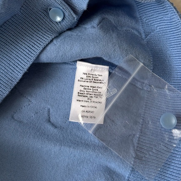 Talbots Lace Pima Cotton Blue Button-Down Elegant Cardigan Top-XS - Picture 11 of 14